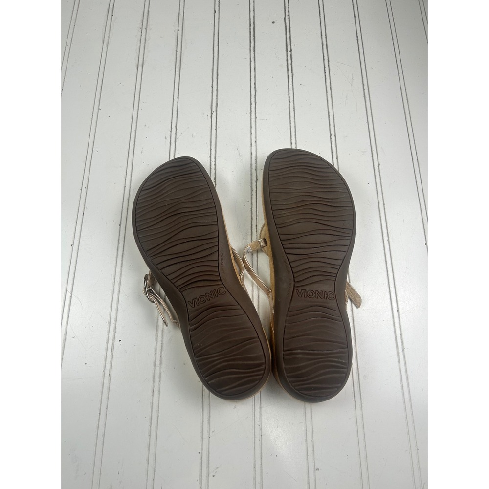 Vionic Ricci Gold Leather Jeweled Thong Sandals Women's Size 10 - Picture 4 of 9